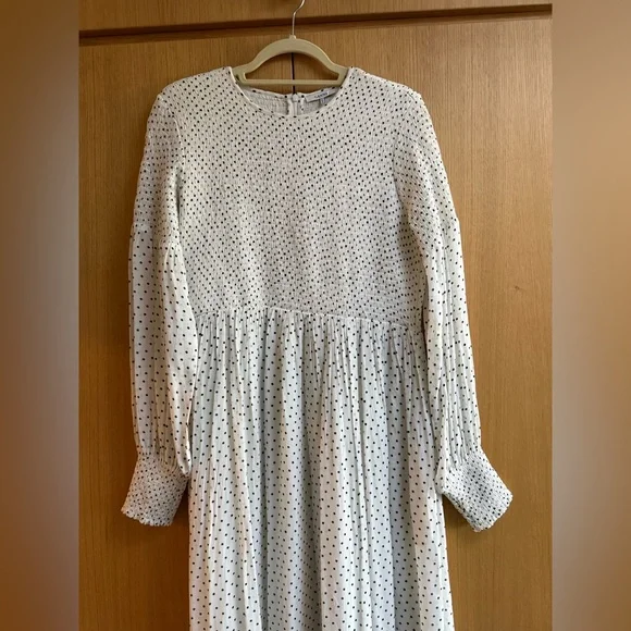 Ganni White and Black “Rometty” Polka Dot Dress, size 42/8 - Picture 3 of 13